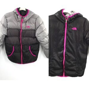 North Face Gray Pin Black Reversable Puffer Jacket XL